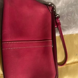 Coach hot pink clutch bag with strap